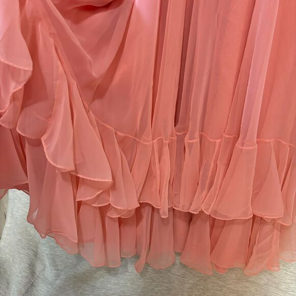Vintage 1960s Jack Bryan Gown Peach Chiffon Belted Maxi Dress - size 10 - Picture 5 of 16